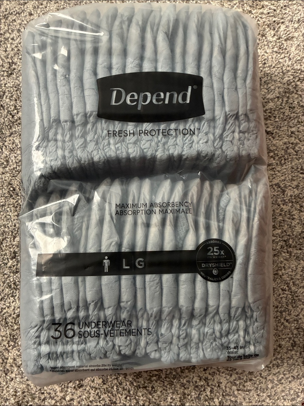 Depend Men’s Maximum Absorbency Underwear - Light Blue, LG